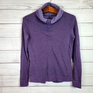 Lululemon Women's Purple Striped Reversible Cowl Neck Pullover Sweatshirt Long
